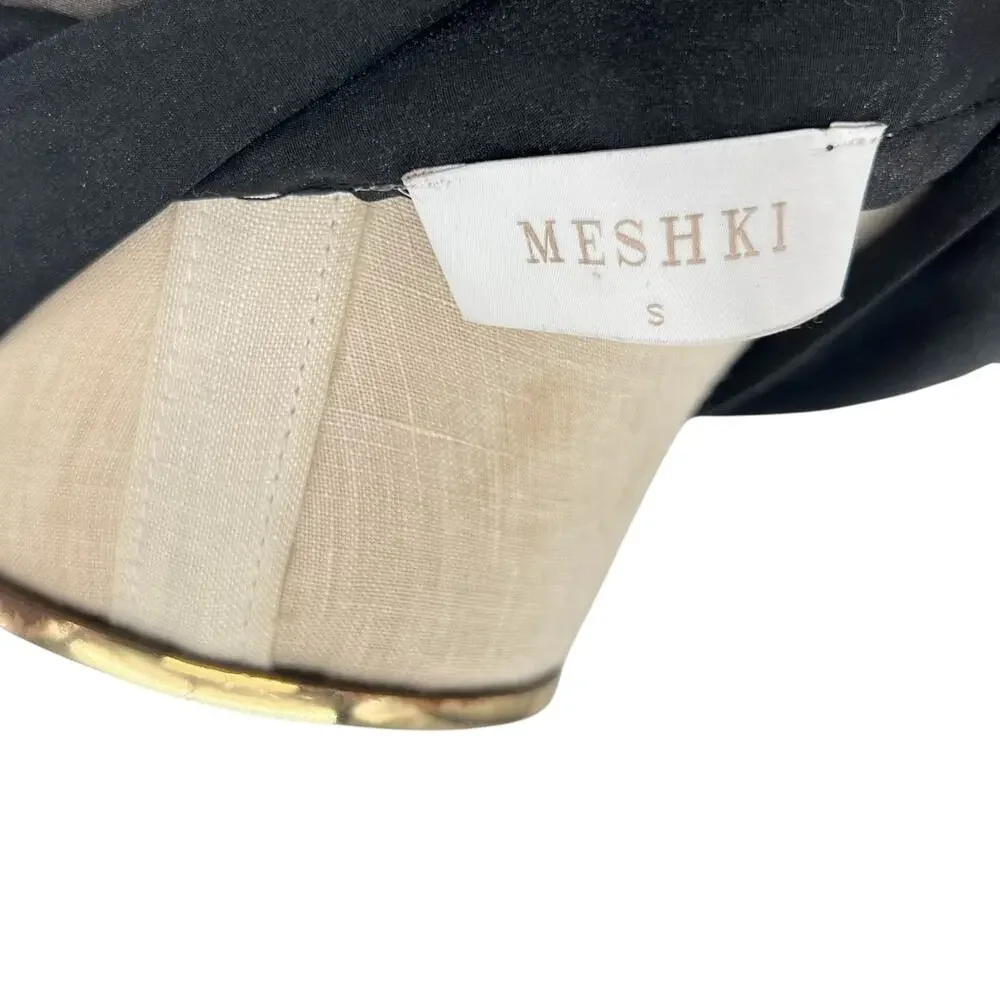 Meshki Elaina Sheer Button Up Cropped Shirt Black Organza Top Womens Size Small - Picture 8 of 9